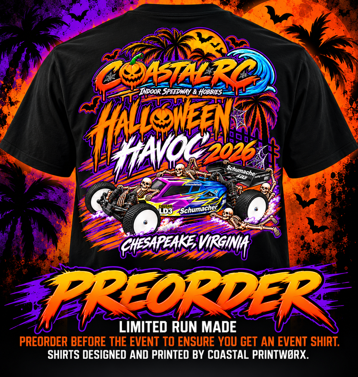 *PREORDER* 2026 Halloween Havoc Offroad Pres. Coastal RC Event Shirt